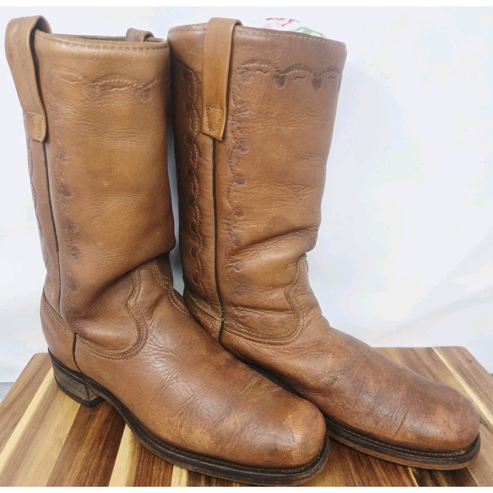 Vintage 60s 70s Acme Leather Campus Rancher Boots Men's 8 D Made in USA